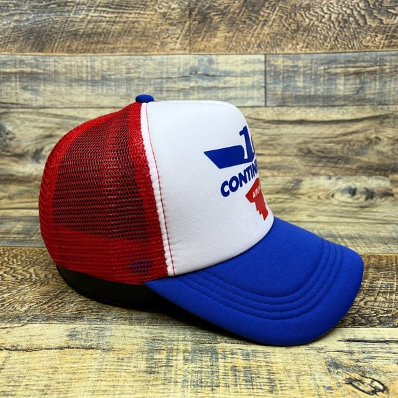 Continental Airlines Mens Trucker Hat Blue Snapback Vintage Logo Baseball Cap - Picture 4 of 8